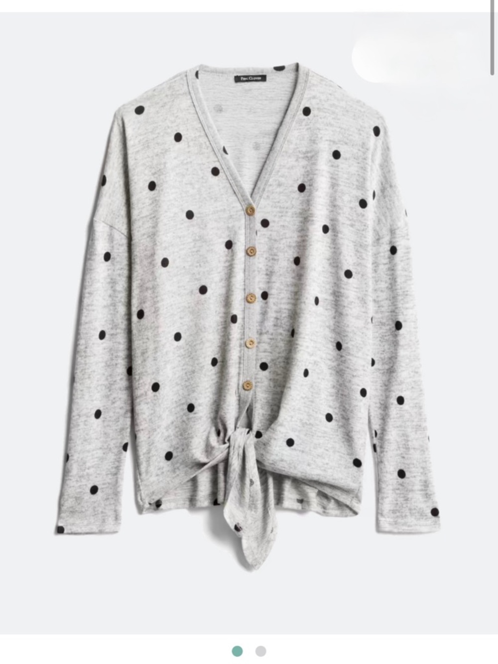 PINK CLOVER Black & White Polka Dot Tie-Front V-Neck Top